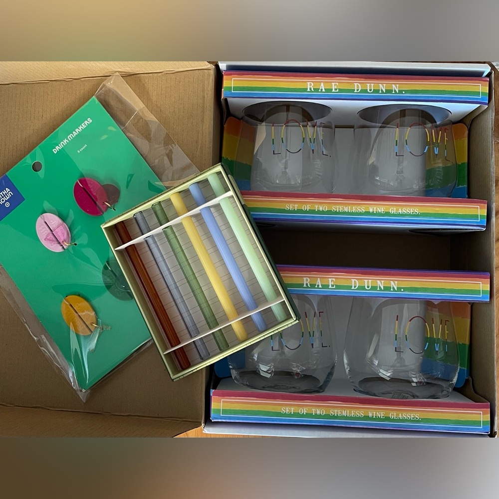 3. Rae Dunn Rainbow Drink-ware and accessories Set